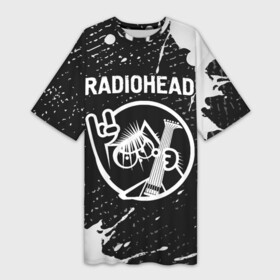 Платье-футболка 3D с принтом Radiohead + КОТ + Краска ,  |  | band | metal | paint | radiohead | rock | брызги | группа | кот | краска | радиохед | рок