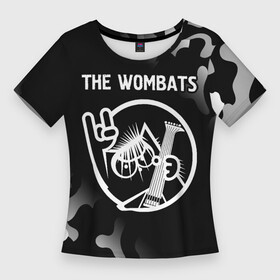 Женская футболка 3D Slim с принтом The Wombats  КОТ  Камуфляж ,  |  | band | metal | rock | the | the wombats | wombats | вомбатс | группа | камуфляж | кот | милитари | рок