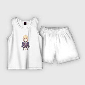 Детская пижама с шортами хлопок с принтом Violet art ,  |  | anime | violet evergarden | автозапоминающая кукла | аниме | анимэ | вайлет | вайолет эвергарден