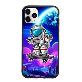 Чехол для iPhone 11 Pro Max матовый с принтом Космонавт - скейтер , Силикон |  | астронавт | космонавт | космос | скейт | скейтер