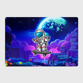 Магнитный плакат 3Х2 с принтом Космонавт - скейтер , Полимерный материал с магнитным слоем | 6 деталей размером 9*9 см | астронавт | космонавт | космос | скейт | скейтер
