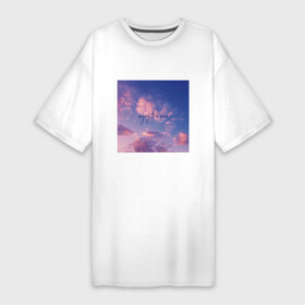 Платье-футболка хлопок с принтом Enjoy the now ,  |  | aethetic | clouds | inspiration | minimalism | motivation | pinterest | quote | sky | вдохновение | закат | минимализм | мотивация | небо | облака | оптимизм | пинтерест | подарок девушке | природа | цитата | эстетика | эстетичный