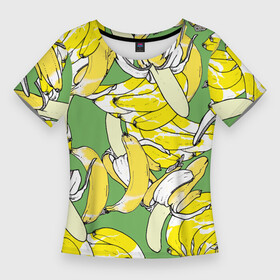 Женская футболка 3D Slim с принтом Banana pattern  Summer  Food ,  |  | banana | food | pattern | summer | банан | еда | лето | узор