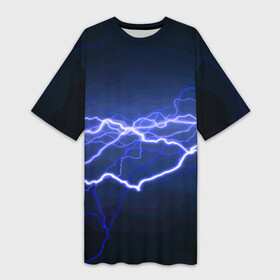 Платье-футболка 3D с принтом Lightning  Fashion 2025  Neon ,  |  | fashion | flash | lightning | neon | вспышка | мода | молния | неон