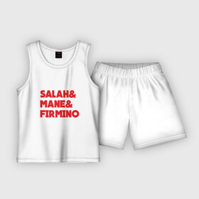 Детская пижама с шортами хлопок с принтом Salah  Mane  Firmino ,  |  | england | football | klopp | liverpool | mane | salah | sport | англия | клопп | ливерпуль | мане | салах | фирмино | футбол | чемпион