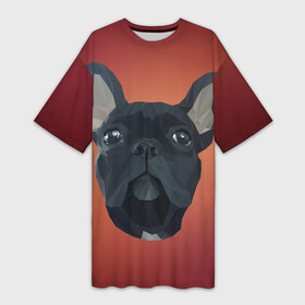 Платье-футболка 3D с принтом Французский бульдог пиксельный ,  |  | dog | бульдог | дог | домашние животные | собака | собаки | французский бульдог