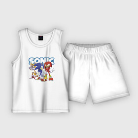 Детская пижама с шортами хлопок с принтом Sonic  Heroes  Video game ,  |  | hedgehog | heroes | sonic | video game | видеоигра | герои | ёжик | персонажи | соник