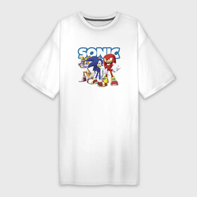 Платье-футболка хлопок с принтом Sonic  Heroes  Video game ,  |  | hedgehog | heroes | sonic | video game | видеоигра | герои | ёжик | персонажи | соник