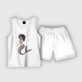 Детская пижама с шортами хлопок с принтом Девушка  Русалка ,  |  | девушка | плавание | русалка | русалочка | рыба | хвост
