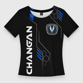 Женская футболка 3D Slim с принтом CHANGAN ЧАНГАН  ТЕХНОЛОГИИ ,  |  | 75 fl | auto | avto | cars | changan | cs35 | cs75 fl | drive | авто | автомобиль | китай | кроссовер | обзор | скорость | соты | форма | чанган