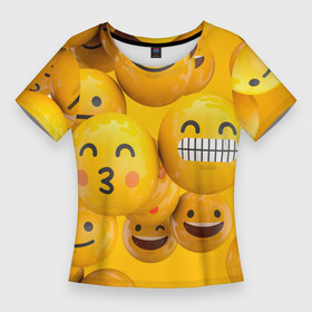Женская футболка 3D Slim с принтом Смаилы ,  |  | 3d | 3д | арт | весенние | детские | детям | желтые | желтый | зима | летние | обьемные | осень | с кругами | слицами | смаил | смех | улыбка