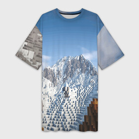 Платье-футболка 3D с принтом Minecraft  Mountains  Video game ,  |  | clouds | minecraft | mountains | sky | video game | видеоигра | горы | майнкрафт | небо | облака