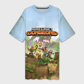 Платье-футболка 3D с принтом Minecraft Dungeons  Heroes  Video game ,  |  | heroes | jungle | minecraft dungeons | nature | video game | видеоигра | герой | джунгли | майнкрафт | персонаж | подземелье | природа