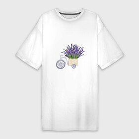 Платье-футболка хлопок с принтом Велосипед с лавандой ,  |  | bicycle | lavender | велосипед | лванда | прованс | сиреневый | фиолетовый | цветы