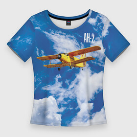 Женская футболка 3D Slim с принтом Гражданский самолет Ан 2. ,  |  | antonov | blue sky | civil | clouds | corncob | flies | yellow plane | ан 2 | антонов | голубое небо | гражданский | желтый | кукурузник | летит | облака | самолет