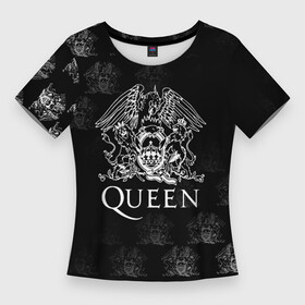 Женская футболка 3D Slim с принтом Queen pattern ,  |  | queen | квин | мистер робот | музыка | рами малек | рок | фредди меркьюри