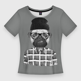 Женская футболка 3D Slim с принтом БУЛЬДОГ В ОДЕЖДЕ ,  |  | американский бульдог | английский | бульдог | бульдоги | домашнее животное | животное | забавный | любитель бульдогов | любитель собак | милый | мопс | собака | собаки | французский