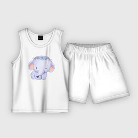 Детская пижама с шортами хлопок с принтом Милый Слонёнок ,  |  | animals | beast | cute | животные | звери | милый | слон | слонёнок