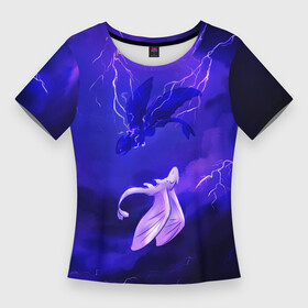 Женская футболка 3D Slim с принтом Как приручить дракона  ночное небо ,  |  | dragon | how to train your dragon | беззубик | гроза | дневная фурия | дракон | как приручить дракона | молния | мультфильм | ночная фурия | ночное небо | ночь | фильм