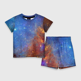 Детский костюм с шортами 3D с принтом Яркая вселенная ,  |  | вселенная | галактика | звезды | космос | планеты | яркая