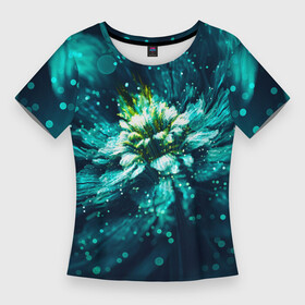 Женская футболка 3D Slim с принтом Цветок с пандоры ,  |  | 3d | 3д | flower | абстракция | арт | в подарок | волны | дитя эйвы | космос | морской цвет | пандора | прикольные цветы | с цветами | фентази | цветок | цветочный принт | цветы | эйва