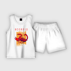Детская пижама с шортами хлопок с принтом Scorpio скорпион ,  |  | aquarius | horoscope | scorpio | астрология | зведы | знак зодиака | символ | скорпион