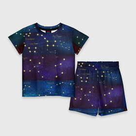 Детский костюм с шортами 3D с принтом Самые известные созвездия Северного полушария летом ,  |  | constellations | galaxy | stars | вселенная | звезды | небо | ночное | полушарие | северное | созвездия