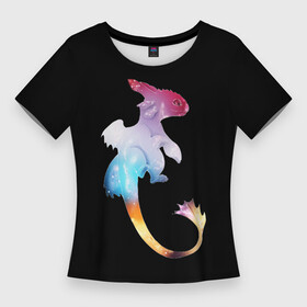 Женская футболка 3D Slim с принтом КАК ПРИРУЧИТЬ ДРАКОНА РАЗНОЦВЕТНЫЙ ,  |  | dragon | how to train your dragon | беззубик | дневная фурия | дракон | как приручить дракона | мультфильм | ночная фурия | фильм