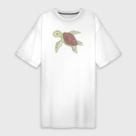 Платье-футболка хлопок с принтом Милая Черепашка Плавает ,  |  | animals | beast | cute | животные | звери | милый | черепаха | черепашка