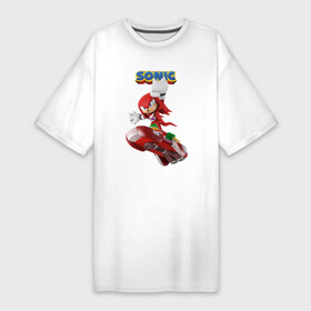 Платье-футболка хлопок с принтом Knuckles Echidna  Sonic  Video game  Ехидна Наклз  Видеоигра ,  |  | fist | hero | knuckles echidna | sonic | video game | видеоигра | герой | ехидна наклз | кулак | персонаж | соник