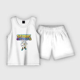 Детская пижама с шортами хлопок с принтом Silver Hedgehog  Sonic  Video Game ,  |  | hedgehog | hero | silver | sonic | video game | видеоигра | герой | персонаж | серебряный ёж | соник