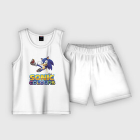 Детская пижама с шортами хлопок с принтом Sonic Colours  Hedgehog  Video game ,  |  | hedgehog | hero | nintendo | sonic | video game | видеоигра | герой | ёж | нинтендо | персонаж | соник