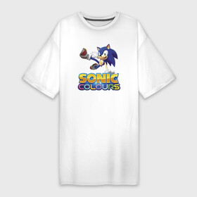 Платье-футболка хлопок с принтом Sonic Colours  Hedgehog  Video game ,  |  | hedgehog | hero | nintendo | sonic | video game | видеоигра | герой | ёж | нинтендо | персонаж | соник