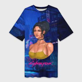 Платье-футболка 3D с принтом Panam Панам Cyberpunk2077 ,  |  | 2077 | cyberpunk | cyberpunk 2077 | night city | panam | vi | ви | кибер | киберпанк | найтсити | панам | панк