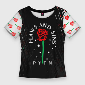 Женская футболка 3D Slim с принтом Payton Moormeie pattern rose ,  |  | payton | payton moormeie | pytn | rose | блогер | знаменитость | пейтон | пейтон моормиер | тиктоенр