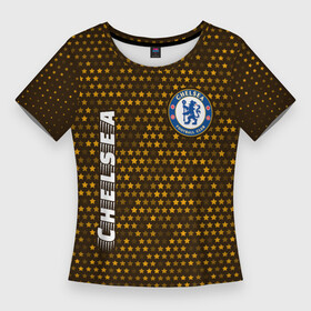 Женская футболка 3D Slim с принтом ЧЕЛСИ  Chelsea  Звезды ,  |  | chelsea | club | footbal | logo | звезды | знак | клуб | космос | логотип | логотипы | символ | символы | форма | футбол | футбольная | футбольный | челси