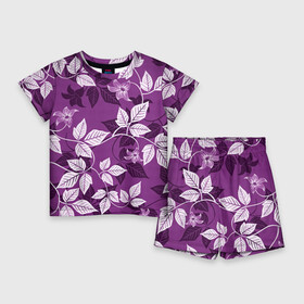 Детский костюм с шортами 3D с принтом Фиолетовый вьюнок ,  |  | арт | вьюнок | куст | кусты | рисунок | фиолетовые цветы | фиолетовый цветок | цветок | цветущий вьюнок | цветущий куст | цветы
