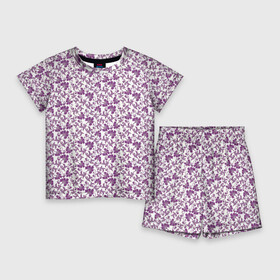 Детский костюм с шортами 3D с принтом Фиолетовая гжель ,  |  | Тематика изображения на принте: арт | вектор | гжель | рисунок | синий | фиолетовая гжель | фиолетовый рисунок | хохлома | цветок | цветы