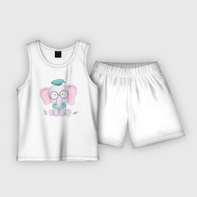 Детская пижама с шортами хлопок с принтом Милый Слонёнок Готов К Школе ,  |  | animals | beast | cute | животные | звери | милый | слон | слонёнок