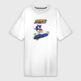 Платье-футболка хлопок с принтом Sonic Free Riders  Hedgehog  Racer ,  |  | hedgehog | nintendo | racer | sonic | speed | video game | видеоигра | гонщик | ёж | нинтендо | очки | скорость | соник