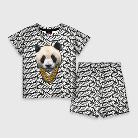 Детский костюм с шортами 3D с принтом Panda Look ,  |  | animal | panda | гигант | гигантская панда | голова живовтного