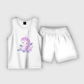 Детская пижама с шортами хлопок с принтом Милый Единорог Принцесса ,  |  | animals | beast | cute | unicorn | единорог | животные | звери | милый