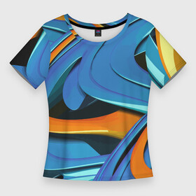 Женская футболка 3D Slim с принтом Abstraction  Fashion 2037 ,  |  | abstraction | color | fashion | pattern | wave | абстракция | волна | мода | узор | цвет