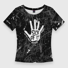 Женская футболка 3D Slim с принтом skillet  Sick of it. ,  |  | christian rock | jen ledger | john cooper | korey cooper | official video | rock | seth morrison | skillet | skillet (musical group)