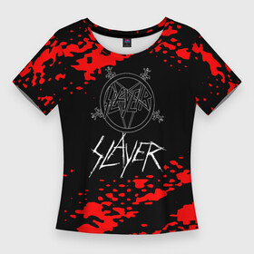 Женская футболка 3D Slim с принтом Slayer  Reign in Blood ,  |  | gary holt guitarist | kerry king (guitarist) | metal | rock | slayer | slayer musical group | slayer repentless | tom araya songwriter | рок