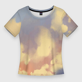 Женская футболка 3D Slim с принтом Облачное небо на закате ,  |  | небо | облака | природа | текстура | туман