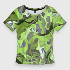 Женская футболка 3D Slim с принтом Green breeze ,  |  | Тематика изображения на принте: art | camouflage | colors | gray | green | military | pattern | soldier | war | военный | зеленый | камуфляж | маскировка | паттерн | серый | солдат | узор