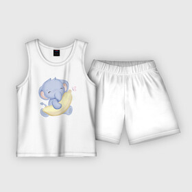 Детская пижама с шортами хлопок с принтом Милый Слонёнок С Бананом ,  |  | animals | beast | cute | животные | звери | милый | слон | слонёнок