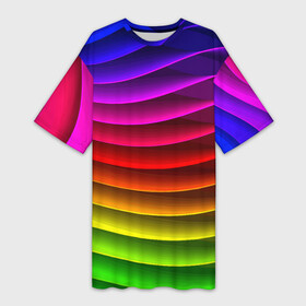 Платье-футболка 3D с принтом Color line neon pattern  Abstraction  Summer 2023 ,  |  | abstraction | color | fashion | line | neon | pattern | stripe | summer | абстракция | лето | линия | мода | неон | полоса | узор | цвет