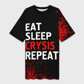 Платье-футболка 3D с принтом Eat Sleep Crysis Repeat  Краска ,  |  | crysis | eat sleep crysis repeat | logo | игра | игры | крайзис | краска | краски | кризис | лого | логотип | символ
